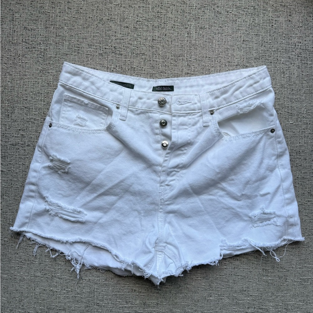 White Button Fly Denim Short